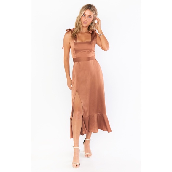 Show Me Your Mumu Claire Midi in Copper Luxe Satin size 2X - Picture 2 of 7